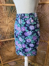 Vintage Denim Floral Mini Skirt 90s Y2K Tagged Size 7 Small. High Waist