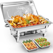 1/2Stk 1/2&1/1 9L Chafing Dish Starter Set Buffet Speisewärmer Warmhaltebehälter