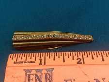 Vintage Art Deco Dazzling Foiled Rhinestones Hair Clip Gold Tone