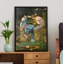 Waterhouse Nymphs and Orpheus Canvas/Poster Wall Art - Mythology Painting Print