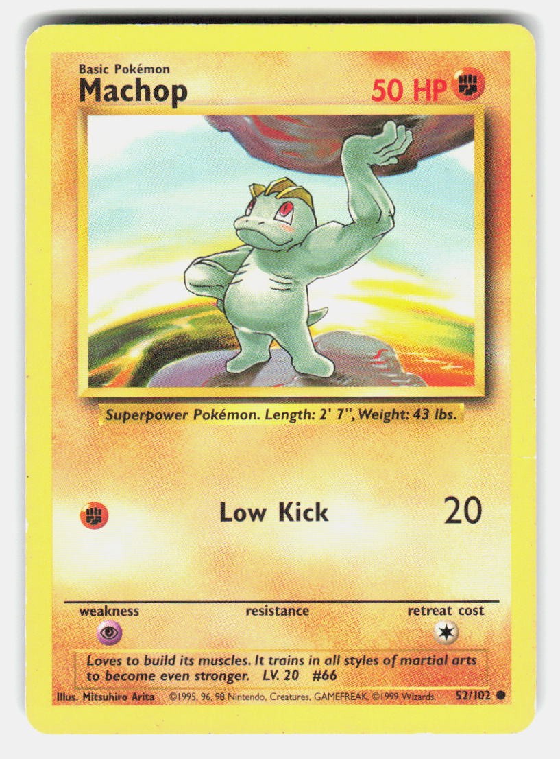 Pokemon TCG Machop Base Set Unlimited 52/102 Common HP
