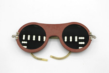 Vintage Airco-Style Brick-Red Bakelite Dark Green Lens Safety / Welding Glasses