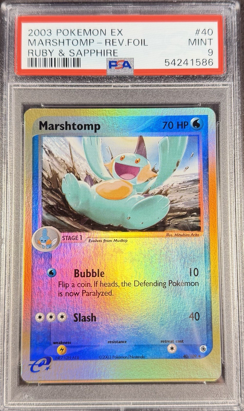 2003 Pokémon EX Ruby & Sapphire 40 Marshtomp Reverse PSA 9 Mint
