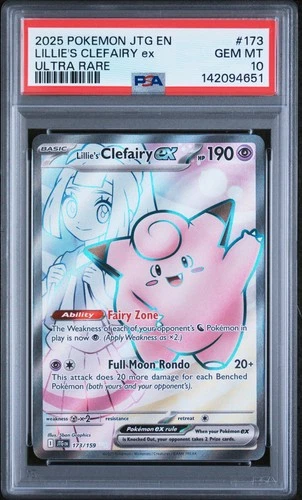 2025 POKEMON JTG EN-JOURNEY TOGETHER ULTRA RARE #173 LILLIE'S CLEFAIRY EX PSA 10