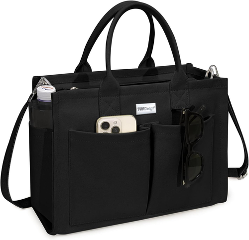 Heavy-Duty Adjustable Black Canvas Tote Bag for Women by TOPDesign