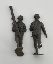 Vintage Marx German Toy Soldiers Lot 2 WWII Era Plastic Figures Grey