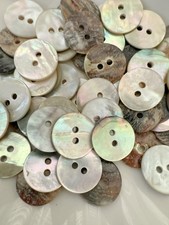 Abalone Shell Buttons: Natural Mother of Pearl, 2-Hole, 15mm 10PC 