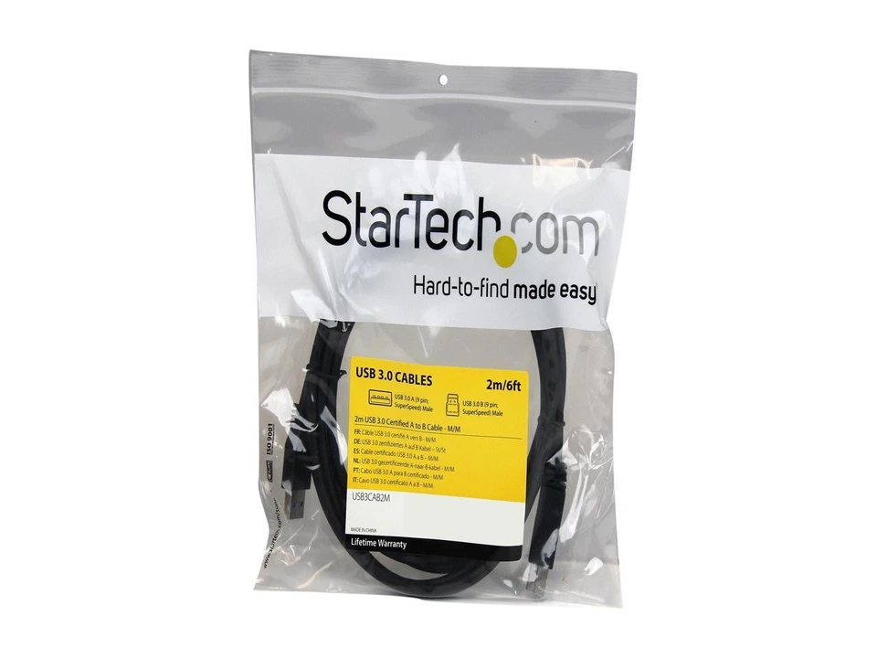 StarTech USB3CAB2M 6.56 ft 2m Certified SuperSpeed USB 3.0 A to B Cable M-M - Image 3 of 4