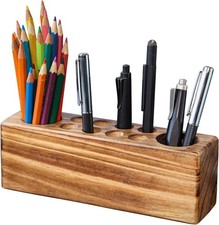 Solid Wood Pen Holder For Desk   Fountain Pen Holder   Stylish Wooden Pencil Hol