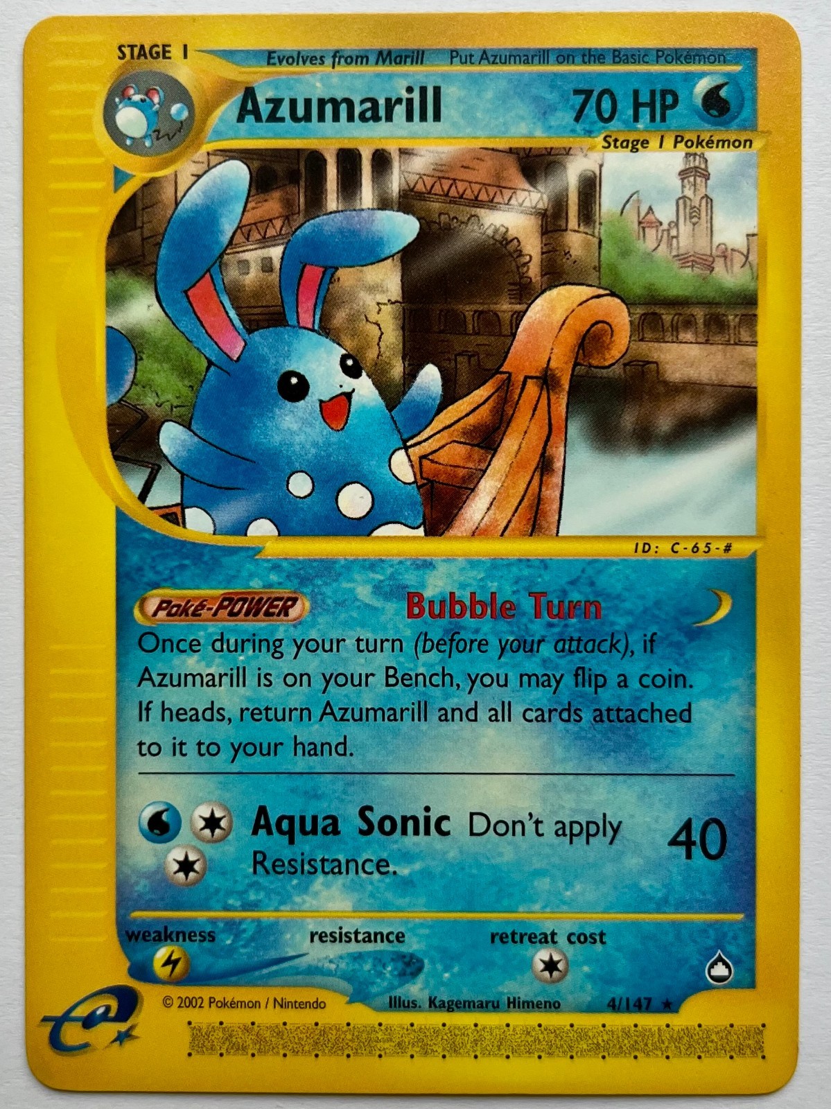 POKEMON TCG 1x RARE AQUAPOLIS AZUMARILL 4/147 WOTC 2002 NEAR MINT CONDITION