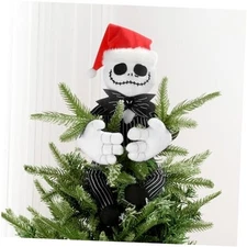 Tree Topper Decorations for Halloween and Christmas, Cute Jack With Santa Hat