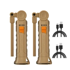 2xSuper Bright USB Rechargeable COB LED Work Light Flashlight Folding Torch Lamp