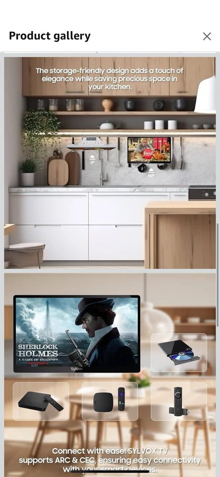 Sylvox 15.6 inch Under Cabinet TV 1080P Kitchen TV Built-in App Smart RV TV - Image 2 of 4