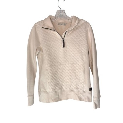 L.L. Bean Women's Quilted Quarter-Zip Pullover Cream Casual Mock Neck XS