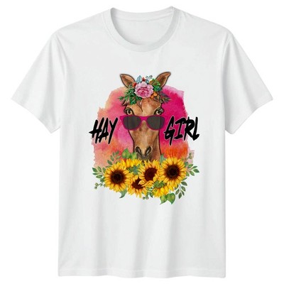 Hay Girl Damen T-Shirt Reiter Pferdeliebhaber Tier Geburtstag Geschenk für Sie