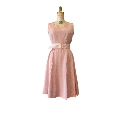 vintage 1950s peach satin cocktail dress sleeveless small mrs maisel 50s fashion
