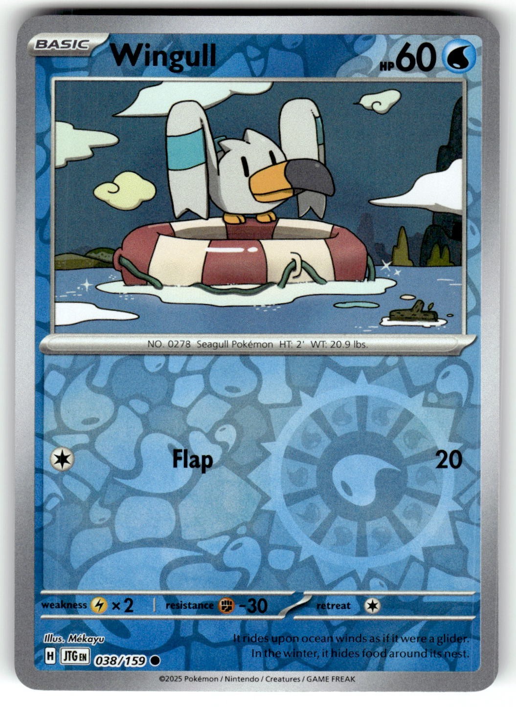 Pokemon Journey Together Card Wingull #038/159 Reverse Holo
