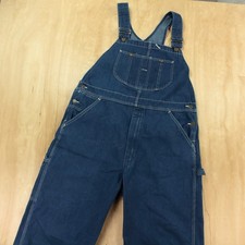 vtg 70s 80s SEARS ROEBUCKS denim bib carpenter overalls 38 x 24 cut raw hem