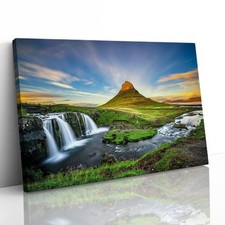 Kirkjufellsfoss Waterfall Iceland Canvas Framed Print Picture Wall Art