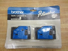 Brother TC-10 Tape Cassette TC10 Black On Clear Pack of 2 