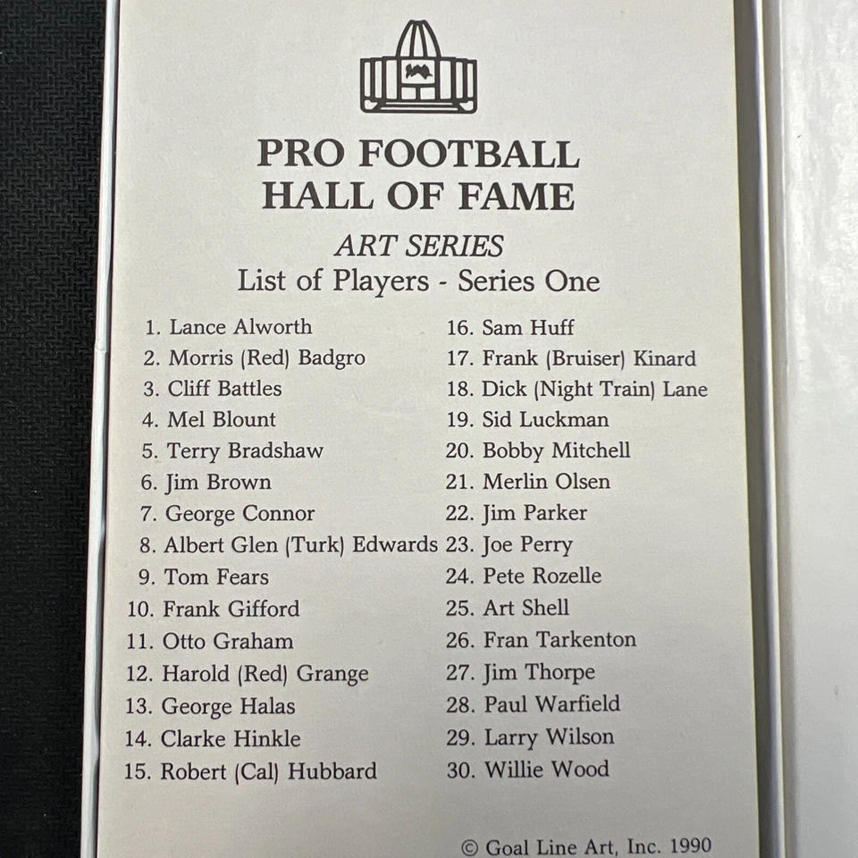 Набор 1989 Goal Line Art Pro Football Hall of Fame Art Series No1 1759/5000 - Изображение 2 из 4