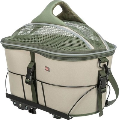 Trixie Hund Katze Fahrradkorb für Gepäckträger olivgrün/beige
