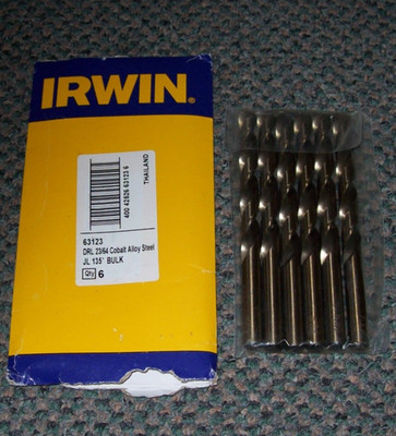 Irwin Tools 23/64 Cobalt Alloy Steel  Jobber Length 6 Pack - New Drill Bits