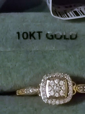 10K Yellow Gold Genuine Diamond Halo Ring Round White 1/6 CTTW Size 7