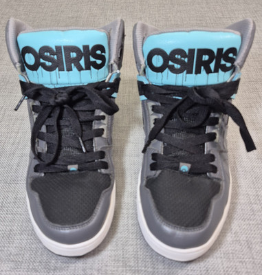 Osiris NYC 83 CLK  Black/ Teal Drips High Top Skate Sneakers Men Size 8 Y2k 90's