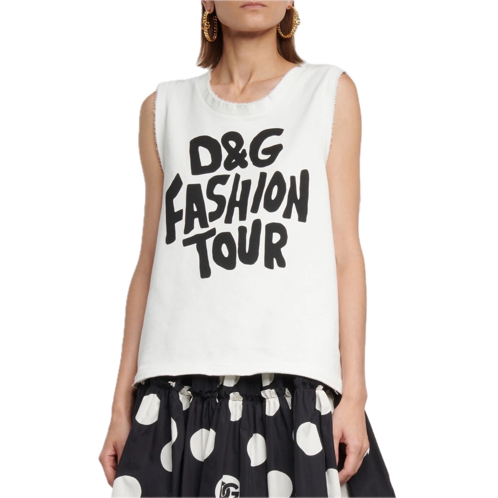 NWT Dolce & Gabbana White D&G Fashion Tour Sleeveless T-Shirt IT 40 S