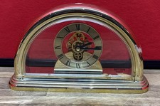 Vintage 1980s RHYTHM Quartz Skeleton Mantel Clock - Fully Working 