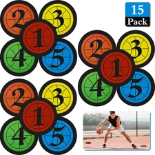 15 Pcs 7.5 Inch Basketball Training Poly Spots, Anti-Slip Spot Markers Floor Col