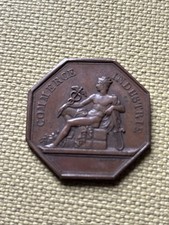Jeton octogonal en Cuivre Rouge - Banque De Toulouse, Commerce Industrie 1838