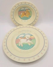 Vtg Hallmark Baby Plate & Bowl Bunny Lamb Baby Heirloom Collection Dish Set 1984