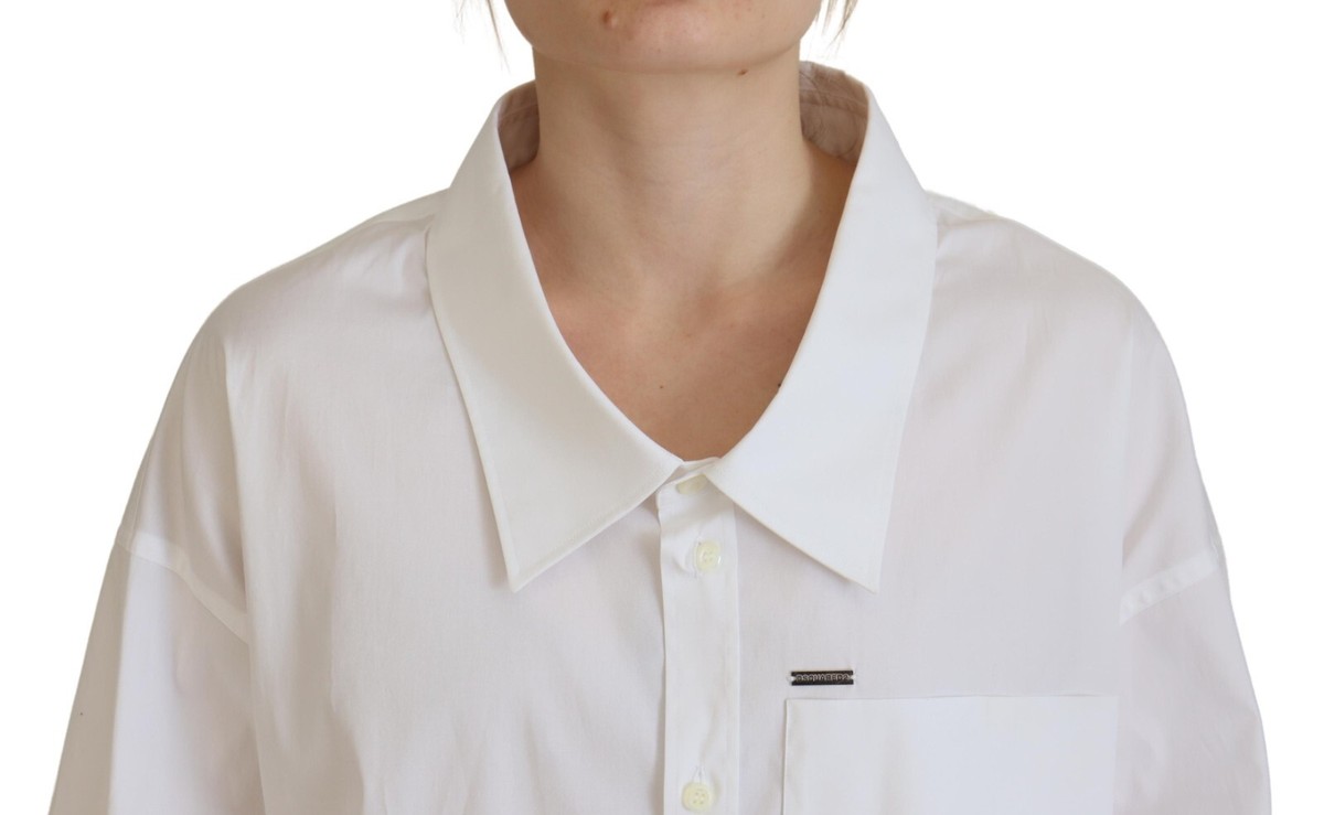 Chemise Dsquared2 Femme Manches Longues Blanche - Taille XS (IT 38), 96% Coton, Défauts