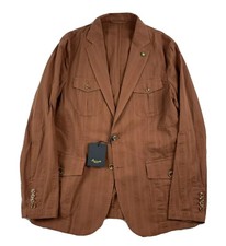 Giannetto Identity Rust Brown Lightweight Cotton Savana Jacket Size 40R NWT
