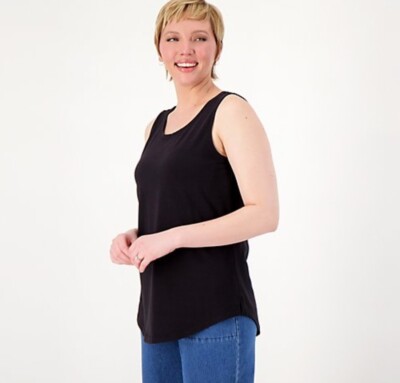 Joan Rivers Wardrobe Builders Scoop Neck Tank Top Black M A611245
