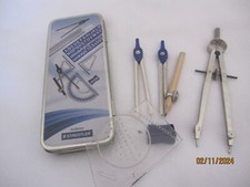 Xcellence Staedtler compass protractor partial set in tin