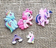 5 My Little Pony Vinyl Charms Pendants 2" Rainbow Dash, Twilight Sparkle, Pinkie