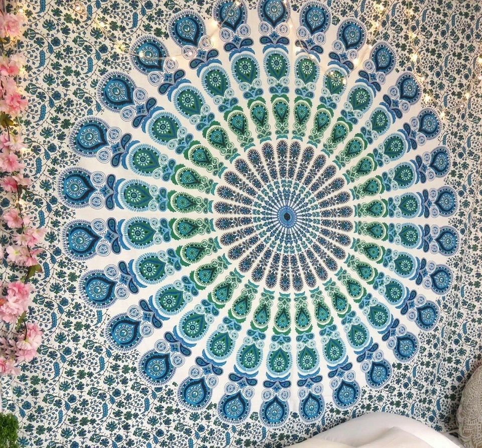 Wall Ombre Mandala Hanging Indian Bohemian Peacock Tapestry - Image 2 of 4