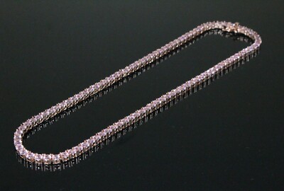 4mm Tennis Chain Necklace 14k Rose Gold Finish w/ Lab Pink