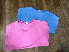 WOMENS PAIR LOT TWO CHAMPION C9 PINK BLUE LIGHTWEIGHT SOFT WORKOUT ACTIVE TOPS M