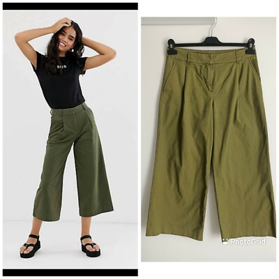 Monki Pants wide leg cropped trousers 