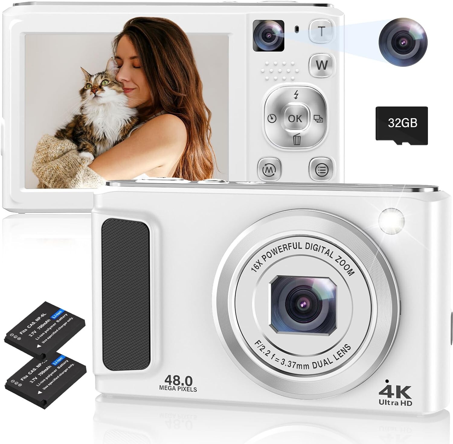 4K Digital Camera, 48MP Autofocus Cameras for Photography, Compact Camera