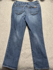 Chicos Jeans Womens 31x26.5 Blue Denim So Slimming Girlfriend Slim Leg Crop Sz 1
