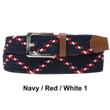 BASKET WEAVE NYLON WOVEN ELASTIC STRETCH BELT with BELT BUCKLE MULTI COLORS 