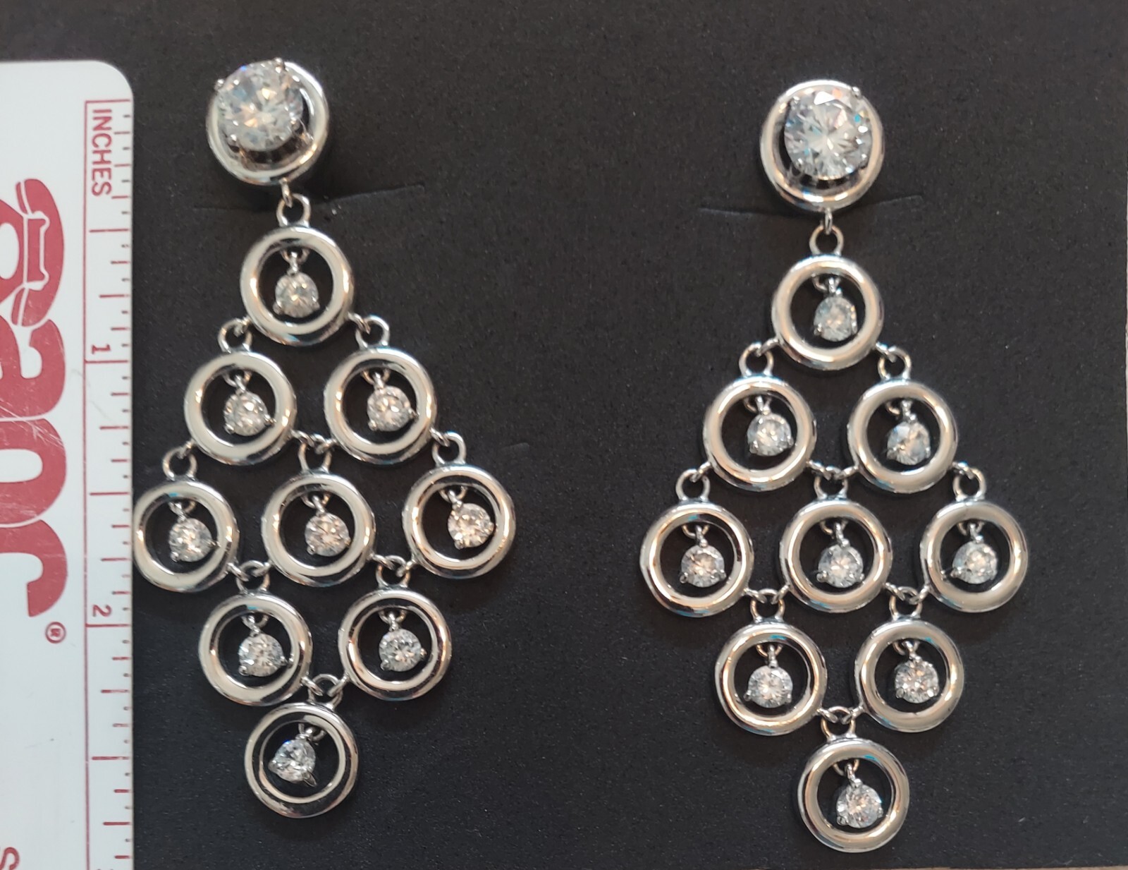 Statement Dangling Chandelier Rhinestone Earrings… - image 2