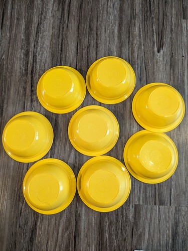 Vintage Vollrath Yellow Plastic Ice Cream Bowls Set Of 8 Side Dish Made In USA - Picture 5 of 13