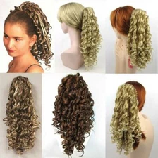 18" LONG SPIRAL CORKSCREW CURLS CURLY HAIR HAIRDO HAIRPIECE PONYTAIL CLAW CLIP