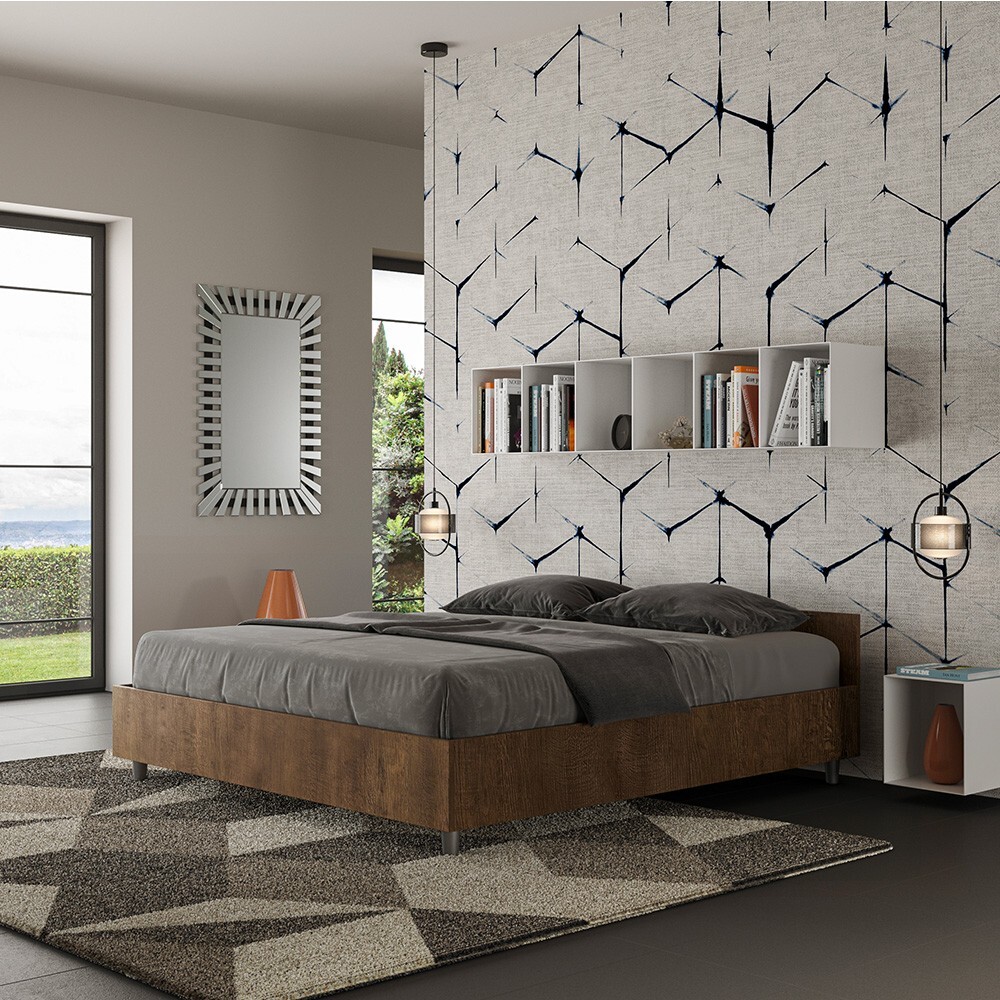 Cama doble contenedor 160x190cm en madera de nogal Nuamo Noix